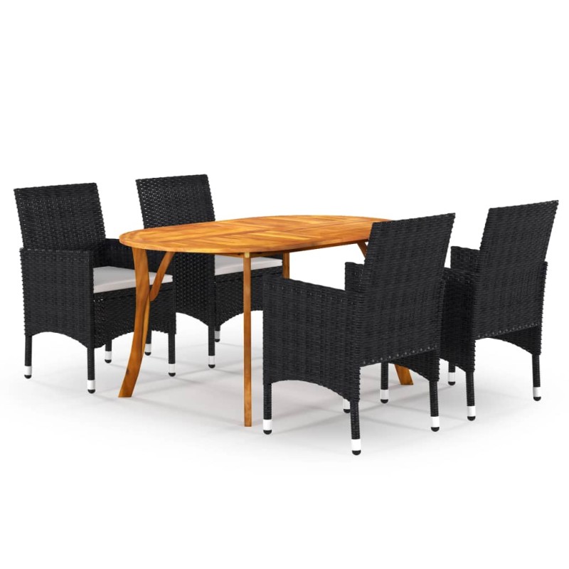 vidaXL Juego de comedor para jardín de 5 piezas negro vidaXL Juego de comedor para jardín de 5 piezas negro