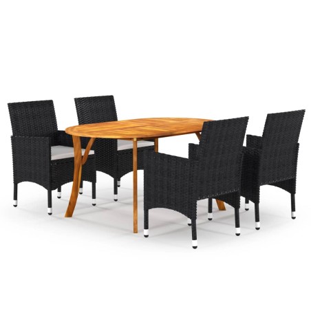 vidaXL Juego de comedor para jardín de 5 piezas negro