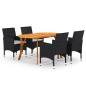 vidaXL Juego de comedor para jardín de 5 piezas negro vidaXL Juego de comedor para jardín de 5 piezas negro