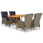 vidaXL Juego de comedor para jardín de 5 piezas marrón vidaXL Juego de comedor para jardín de 5 piezas marrón