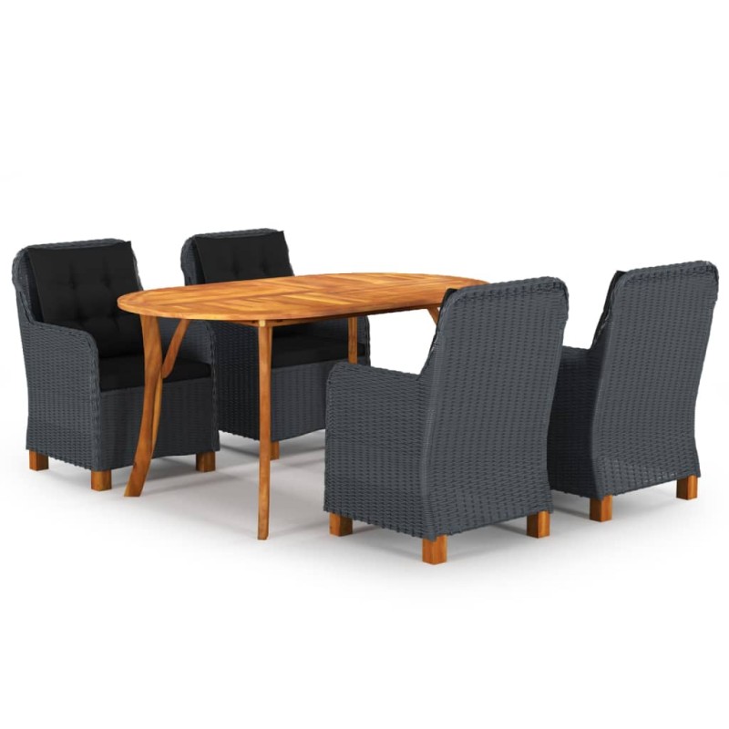 vidaXL Juego de comedor para jardín de 5 piezas gris oscuro vidaXL Juego de comedor para jardín de 5 piezas gris oscuro