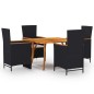 vidaXL Juego de comedor para jardín 5 piezas negro