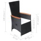 vidaXL Juego de comedor para jardín 5 piezas negro