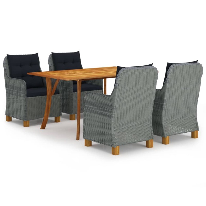 vidaXL Juego de comedor para jardín de 5 piezas gris claro vidaXL Juego de comedor para jardín de 5 piezas gris claro