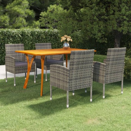 vidaXL Juego de comedor de jardín 5 piezas gris antracita