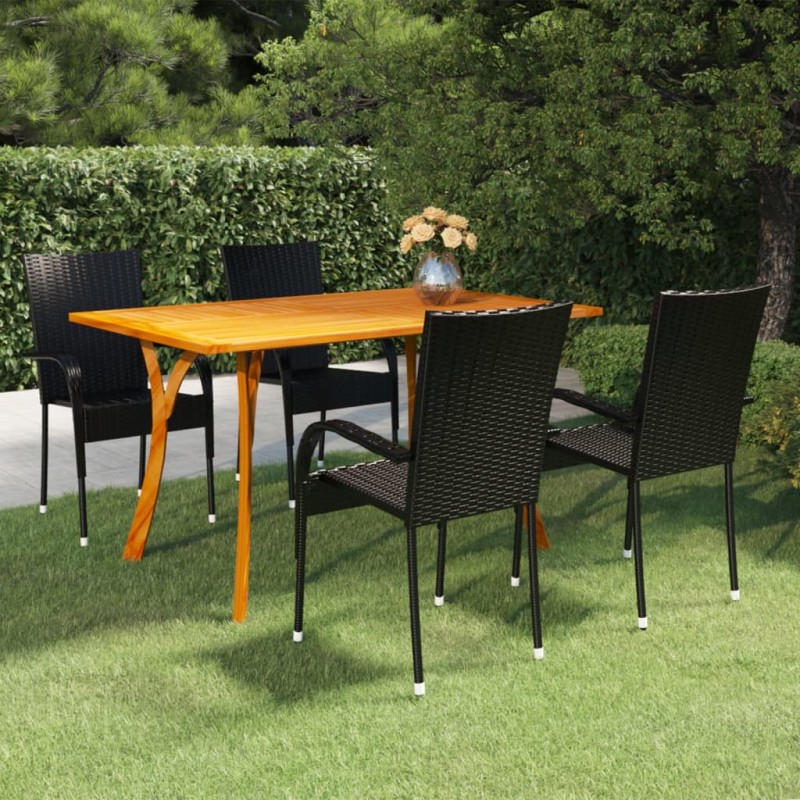 vidaXL Juego de comedor para jardín 5 piezas negro vidaXL Juego de comedor para jardín 5 piezas negro