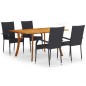 vidaXL Juego de comedor para jardín 5 piezas negro vidaXL Juego de comedor para jardín 5 piezas negro