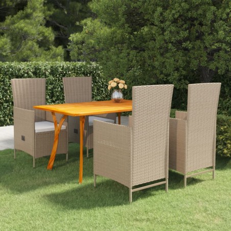 vidaXL Juego de comedor de jardín 5 piezas beige