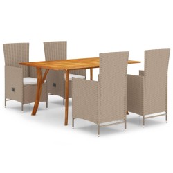 vidaXL Juego de comedor de jardín 5 piezas beige