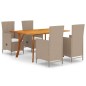 vidaXL Juego de comedor de jardín 5 piezas beige vidaXL Juego de comedor de jardín 5 piezas beige