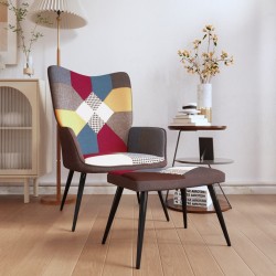 vidaXL Silla de relajación con reposapiés tela patchwork