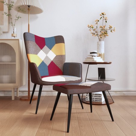 vidaXL Silla de relajación con reposapiés tela patchwork