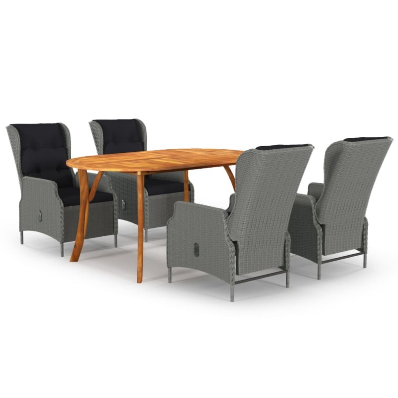 vidaXL Juego de comedor para jardín de 5 piezas gris claro vidaXL Juego de comedor para jardín de 5 piezas gris claro