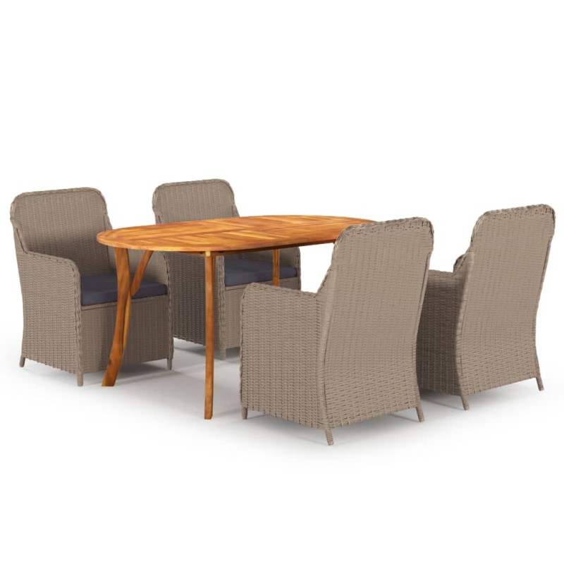 vidaXL Juego de comedor para jardín 5 piezas marrón vidaXL Juego de comedor para jardín 5 piezas marrón