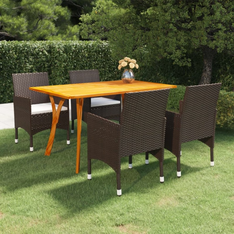 vidaXL Juego de comedor para jardín de 5 piezas marrón vidaXL Juego de comedor para jardín de 5 piezas marrón