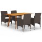 vidaXL Juego de comedor para jardín de 5 piezas marrón vidaXL Juego de comedor para jardín de 5 piezas marrón
