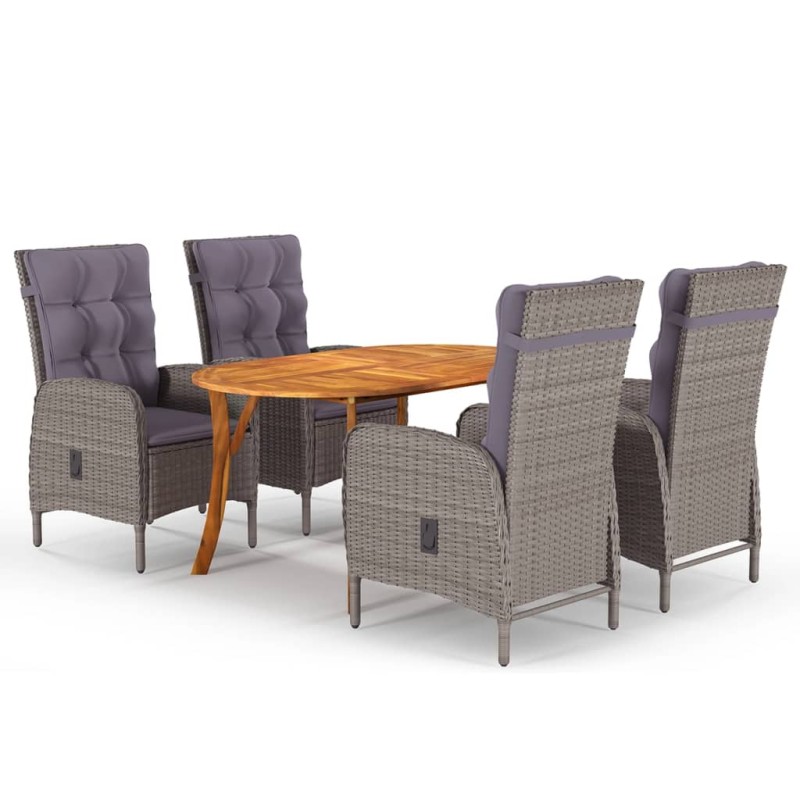 vidaXL Juego de comedor para jardín 5 piezas gris