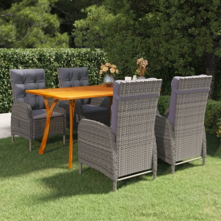 vidaXL Juego de comedor para jardín 5 piezas gris