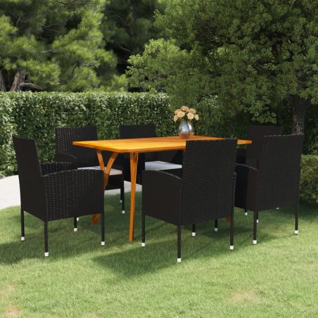 vidaXL Juego de comedor para jardín de 7 piezas negro
