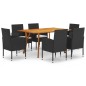vidaXL Juego de comedor para jardín de 7 piezas negro