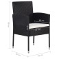 vidaXL Juego de comedor para jardín de 7 piezas negro