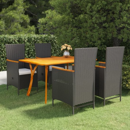 vidaXL Juego de comedor para jardín 5 piezas negro