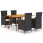 vidaXL Juego de comedor para jardín 5 piezas negro vidaXL Juego de comedor para jardín 5 piezas negro