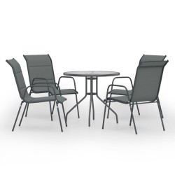 vidaXL Juego de comedor para jardín 5 piezas acero gris antracita