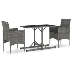 vidaXL Juego de comedor para jardín 3 piezas gris
