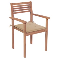 vidaXL Sillas apilables de jardín 6 uds madera de teca con cojines