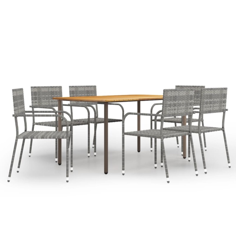 vidaXL Set de comedor jardín 7 pzas ratán sintético gris antracita vidaXL Set de comedor jardín 7 pzas ratán sintético gris antracita