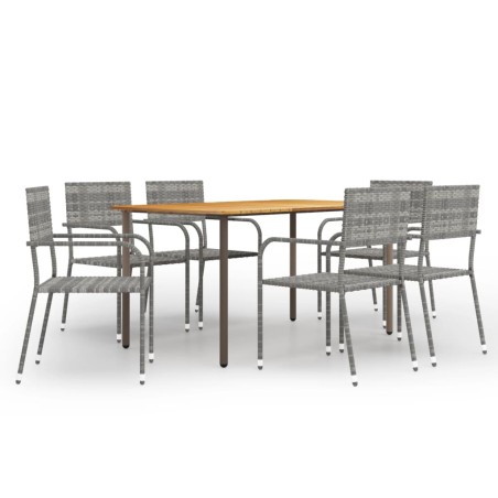vidaXL Set de comedor jardín 7 pzas ratán sintético gris antracita