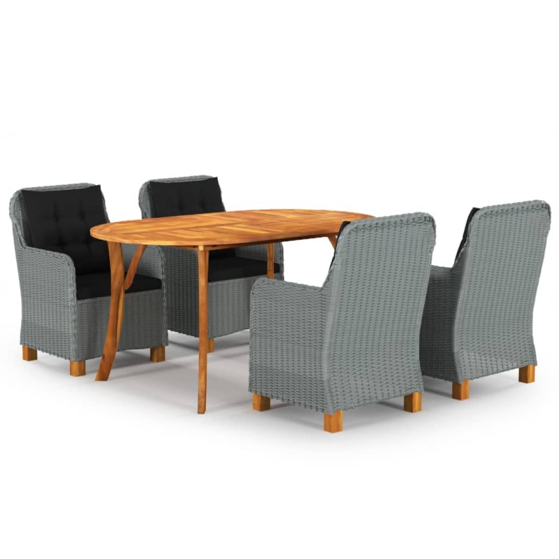 vidaXL Juego de comedor para jardín de 5 piezas gris claro vidaXL Juego de comedor para jardín de 5 piezas gris claro