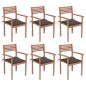 vidaXL Sillas apilables de jardín 6 uds madera de teca con cojines vidaXL Sillas apilables de jardín 6 uds madera de teca con cojines