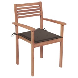 vidaXL Sillas apilables de jardín 6 uds madera de teca con cojines