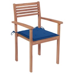 vidaXL Sillas apilables de jardín 8 uds madera de teca con cojines