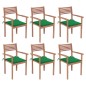 vidaXL Sillas apilables de jardín 6 uds madera de teca con cojines vidaXL Sillas apilables de jardín 6 uds madera de teca con cojines