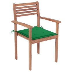 vidaXL Sillas apilables de jardín 6 uds madera de teca con cojines