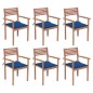 vidaXL Sillas apilables de jardín 6 uds madera de teca con cojines vidaXL Sillas apilables de jardín 6 uds madera de teca con cojines