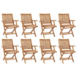 vidaXL Sillas de jardín plegables 8 unidades madera maciza de teca