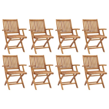 vidaXL Sillas de jardín plegables 8 unidades madera maciza de teca