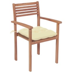 vidaXL Sillas apilables de jardín 6 uds madera de teca con cojines