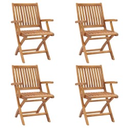 vidaXL Sillas de jardín plegables 4 unidades madera maciza de teca