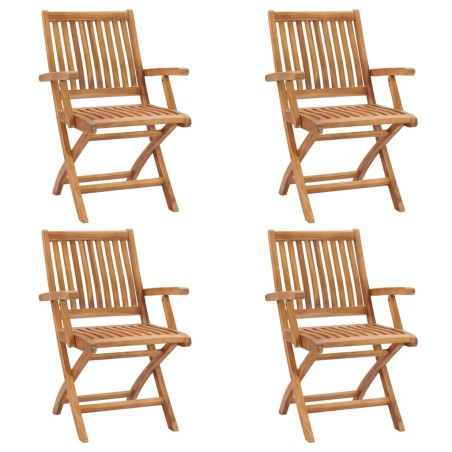vidaXL Sillas de jardín plegables 4 unidades madera maciza de teca