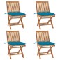 vidaXL Sillas de jardín plegables 4 uds madera maciza teca con cojines vidaXL Sillas de jardín plegables 4 uds madera maciza teca con cojines