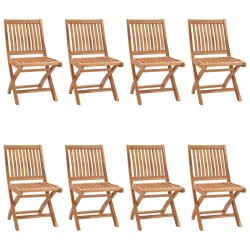 vidaXL Sillas de jardín plegables 8 uds madera maciza teca con cojines