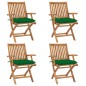 vidaXL Sillas de jardín plegables 4 uds madera maciza teca con cojines vidaXL Sillas de jardín plegables 4 uds madera maciza teca con cojines