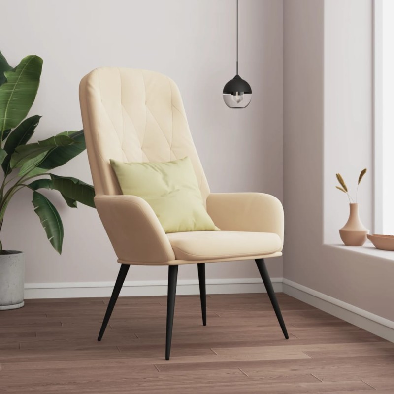 vidaXL Sillón de relax de terciopelo blanco crema