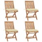 vidaXL Sillas de jardín plegables 4 uds madera maciza teca con cojines vidaXL Sillas de jardín plegables 4 uds madera maciza teca con cojines