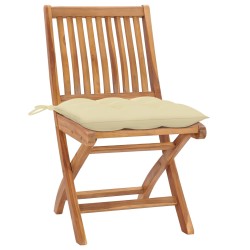 vidaXL Sillas de jardín plegables 4 uds madera maciza teca con cojines